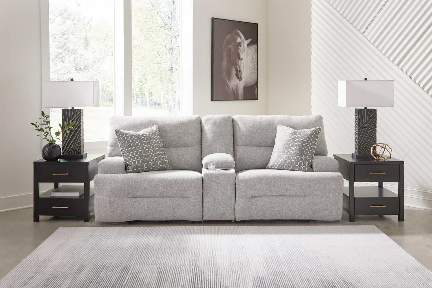 Sofá seccional reclinable eléctrico de 7 piezas Acklen Place con consola de almacenamiento