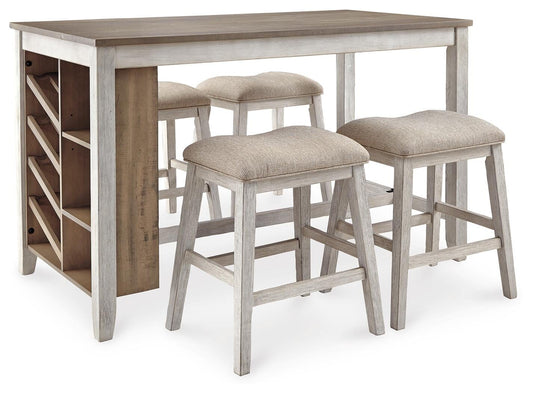 Ashley Express - Mesa de comedor a altura de mostrador Skempton y 4 taburetes de bar