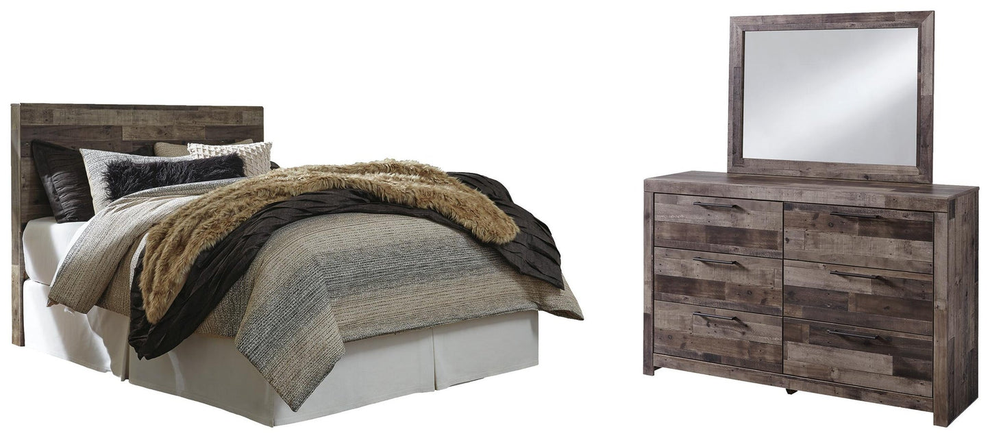 Derekson / Panel Headboard Bed With Mirrored Dresser