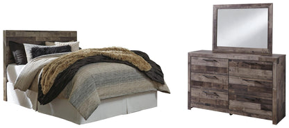 Derekson / Panel Headboard Bed With Mirrored Dresser