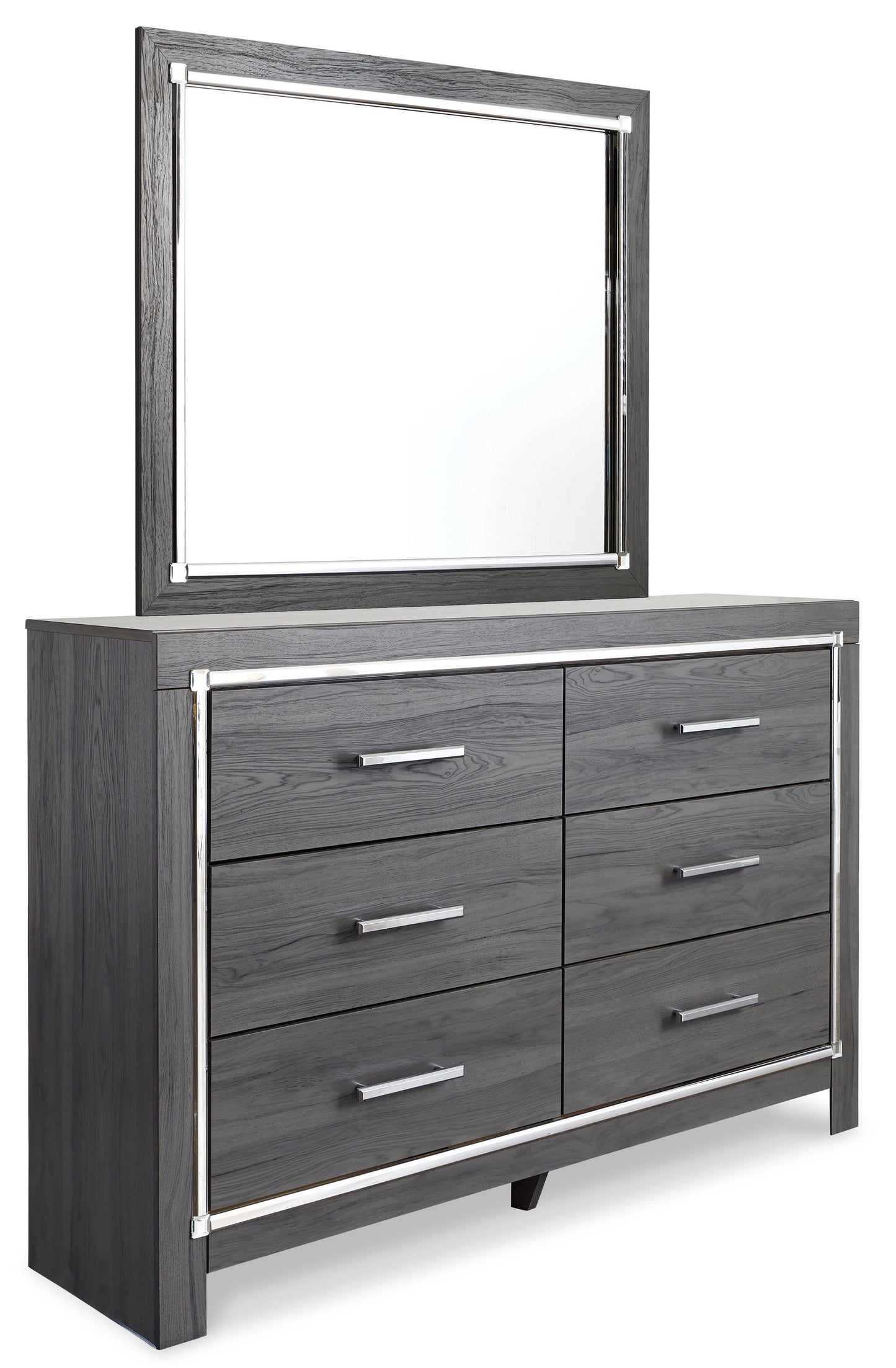 Lodanna / Upholstered Panel Headboard Bed With Mirrored Dresser