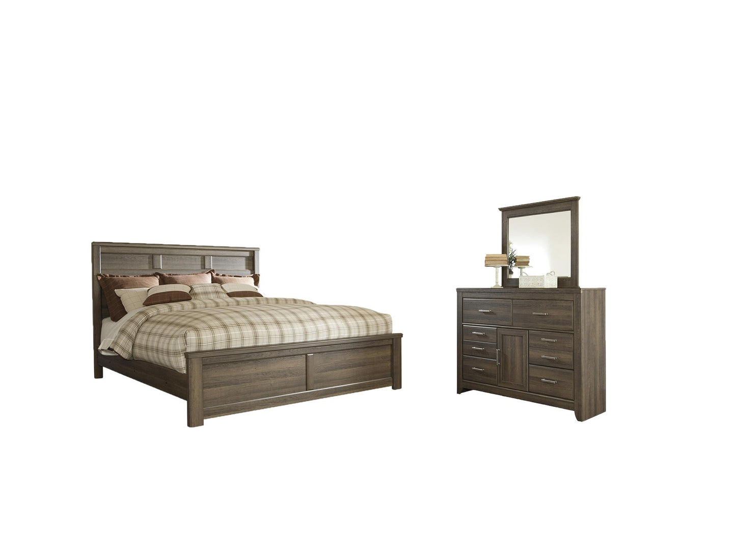 Cama con paneles Juararo California con tocador con espejo