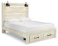 Cama de panel Cambeck con 2 cajones de almacenamiento y cómoda con espejo