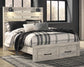Cama de panel Cambeck con 2 cajones de almacenamiento y cómoda con espejo