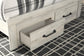 Cama de panel Cambeck con 2 cajones de almacenamiento y cómoda con espejo