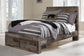 Derekson  Panel Bed With 2 Storage Drawers With Mirrored Dresser