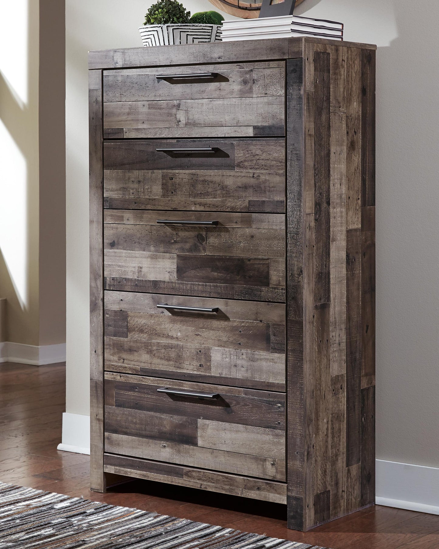 Derekson  Panel Headboard Bed With Mirrored Dresser, Chest And Nightstand