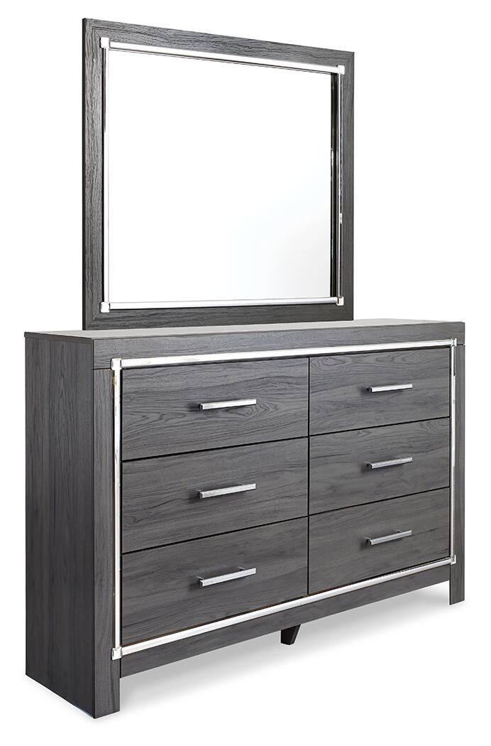 Lodanna  Upholstered Panel Headboard Bed With Mirrored Dresser