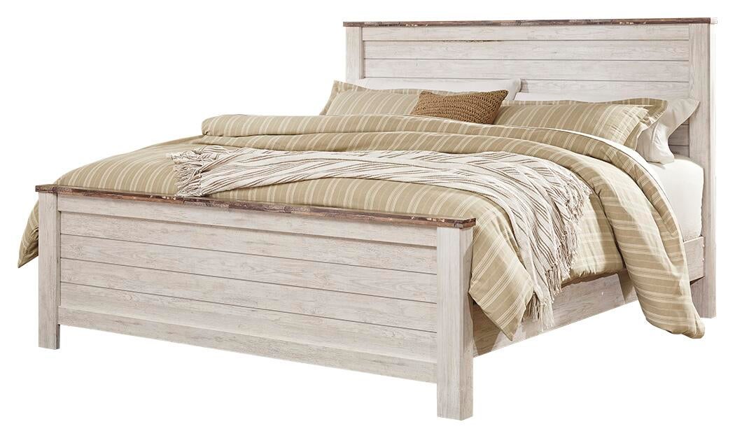 Willowton  Panel Bed With Mirrored Dresser