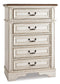 Realyn  Panel Bed With Mirrored Dresser, Chest And Nightstand