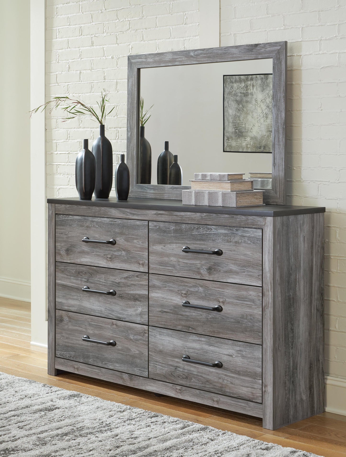 Bronyan  Panel Bed With Mirrored Dresser