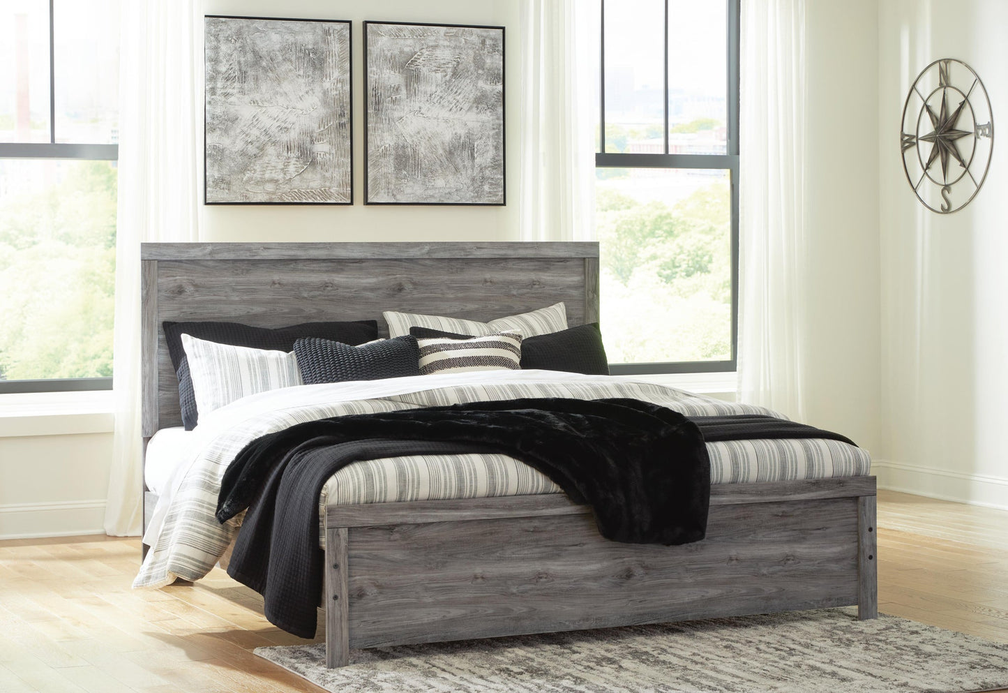 Bronyan  Panel Bed With Mirrored Dresser