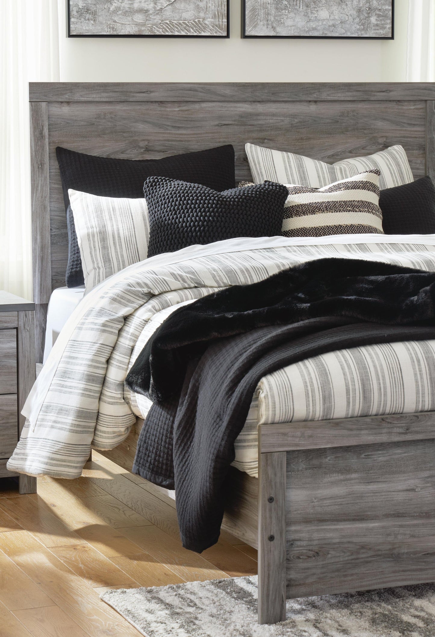 Bronyan  Panel Bed With Mirrored Dresser