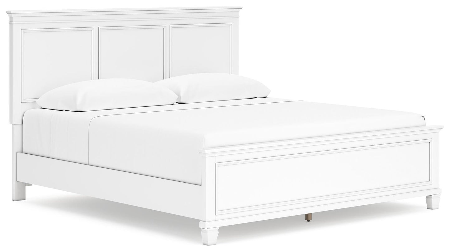 Cama con paneles y cómoda con espejo Fortman