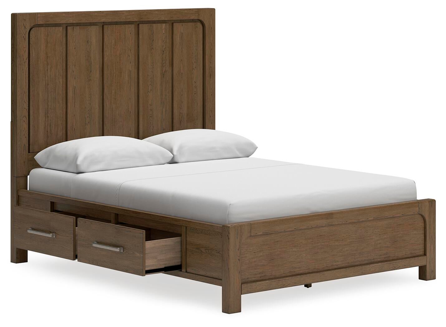 Cama con paneles Cabalynn con almacenamiento y cómoda con espejo