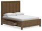 Cama con paneles Cabalynn con almacenamiento y cómoda con espejo