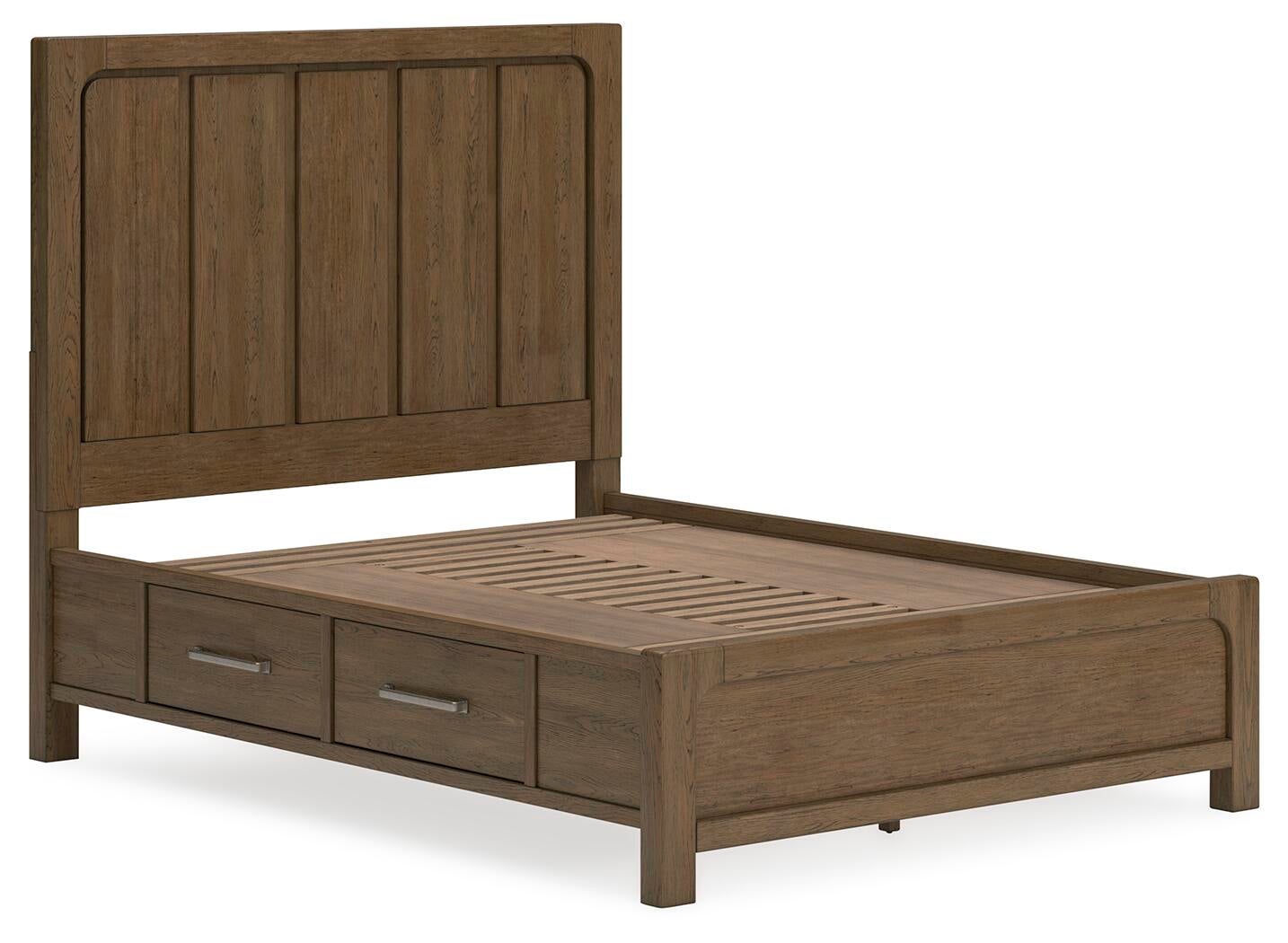 Cama con paneles Cabalynn con almacenamiento y cómoda con espejo