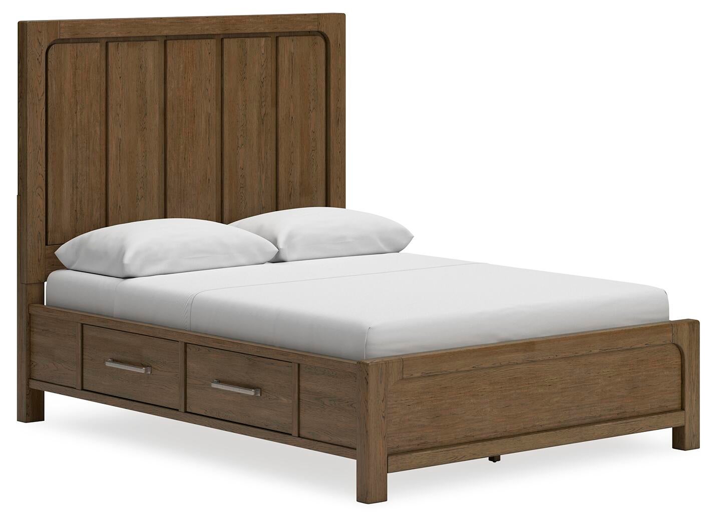 Cama con paneles Cabalynn con almacenamiento y cómoda con espejo