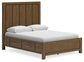 Cama con paneles Cabalynn con almacenamiento y cómoda con espejo