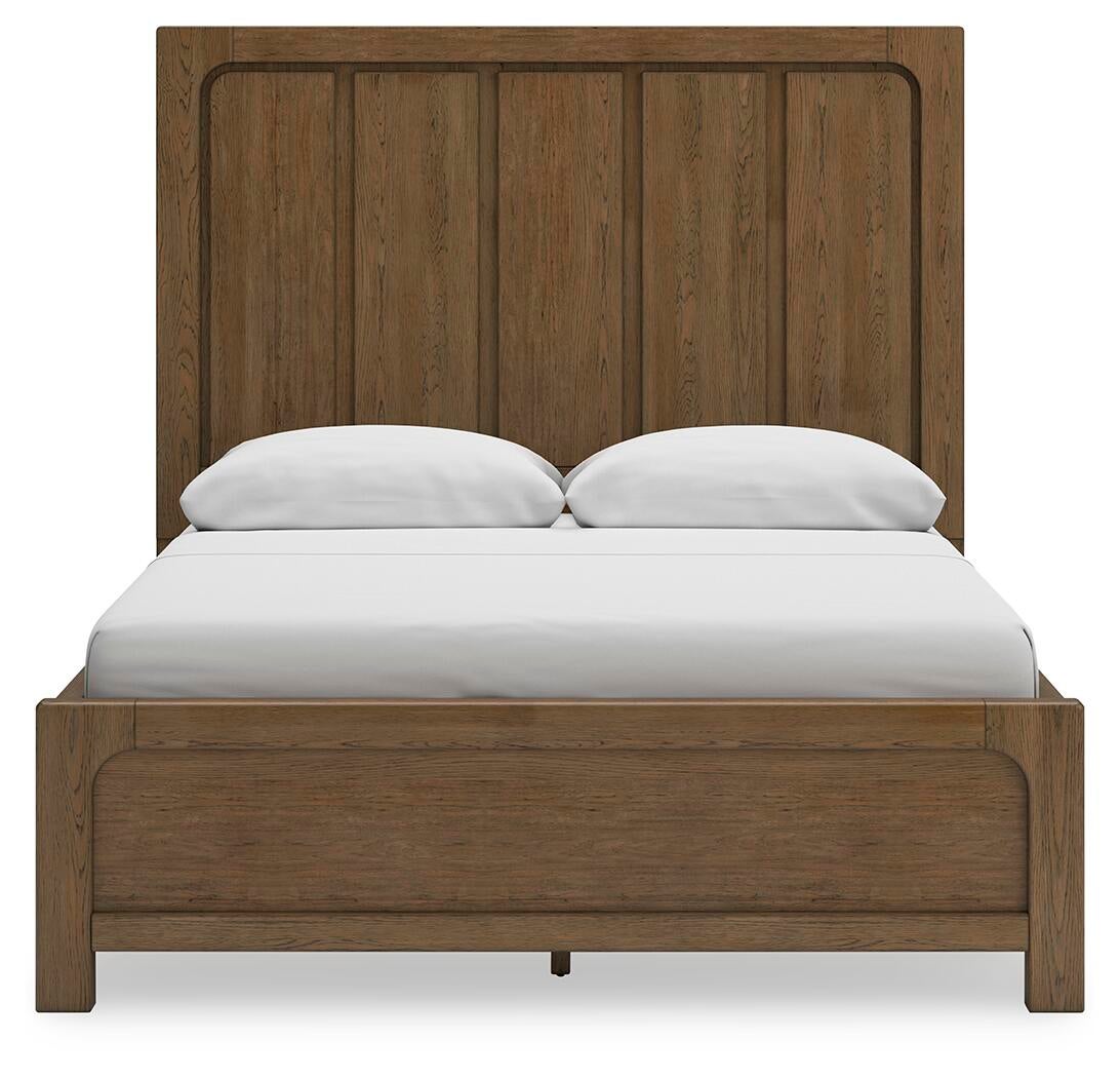 Cama con paneles Cabalynn con almacenamiento y cómoda con espejo