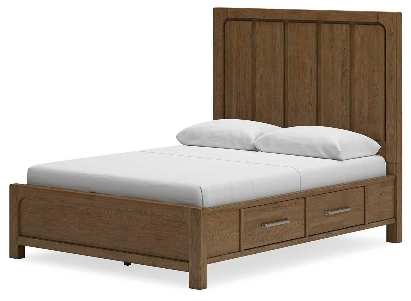 Cama con paneles Cabalynn con almacenamiento y cómoda con espejo