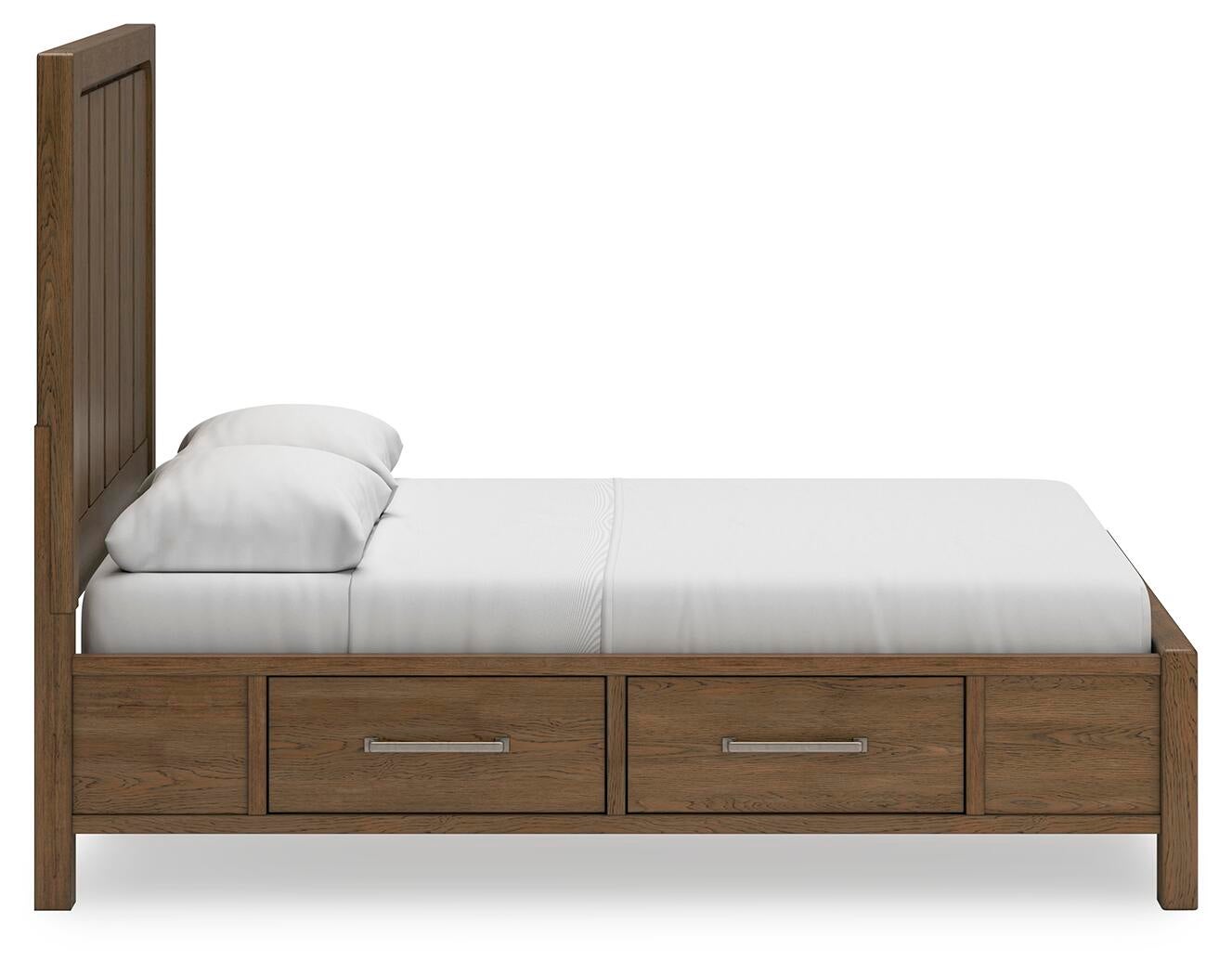 Cama con paneles Cabalynn con almacenamiento y cómoda con espejo