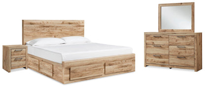 Hyanna  Panel Storage Bed With 2 Under Bed Storage Drawers, Dresser, Mirror And Nightstand