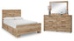 Cama de panel Hyanna con almacenamiento y tocador con espejo
