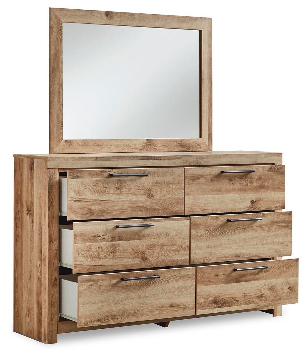 Cama de panel Hyanna con almacenamiento y tocador con espejo