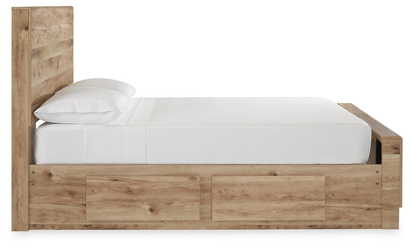 Cama de panel Hyanna con almacenamiento y tocador con espejo