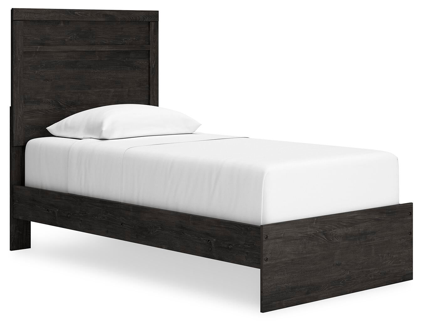 Cama de panel Belachime con cómoda de espejo y mesita de noche