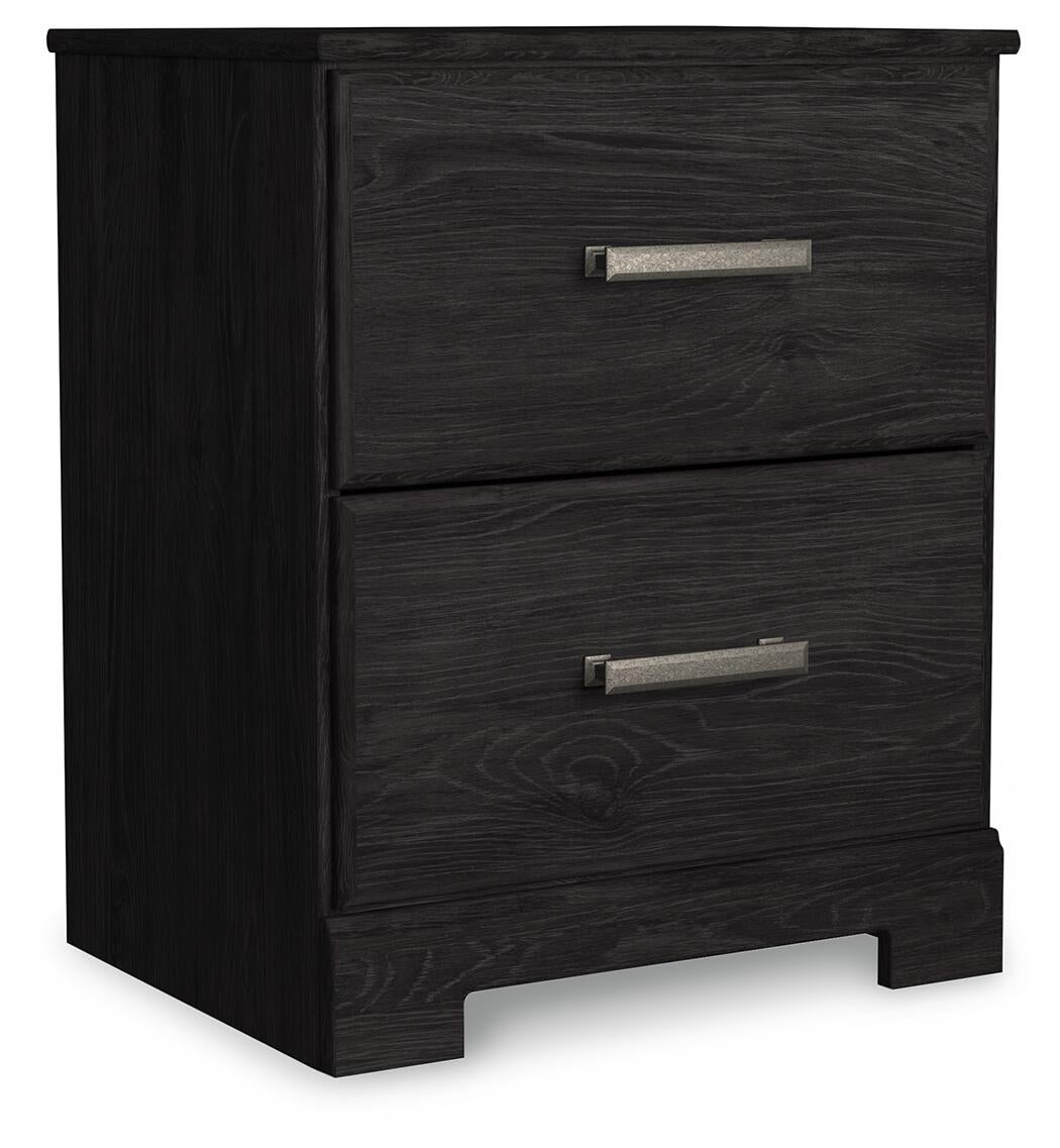 Cama de panel Belachime con cómoda de espejo y mesita de noche