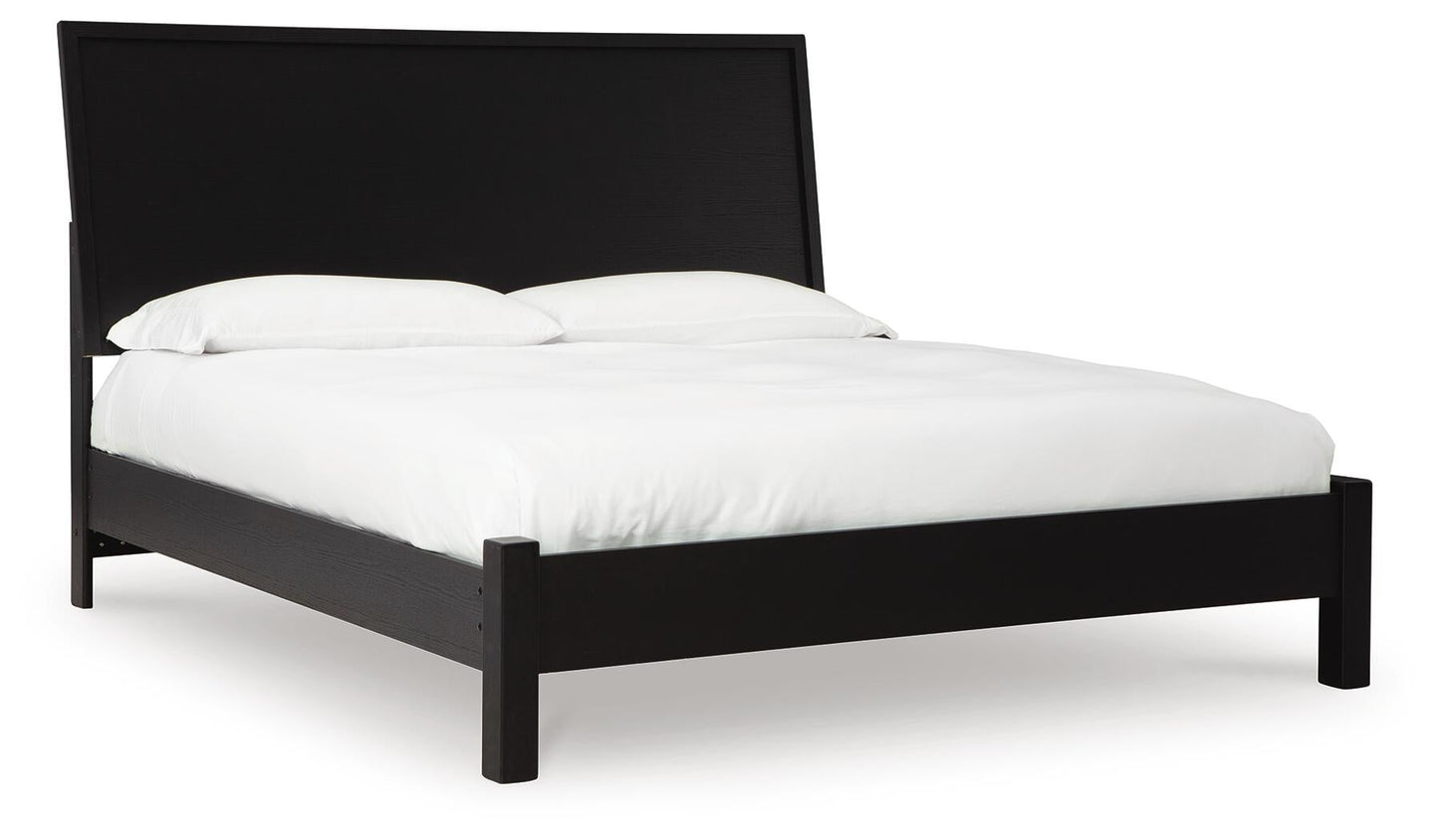 Cama con paneles, cómoda y espejo Danziar