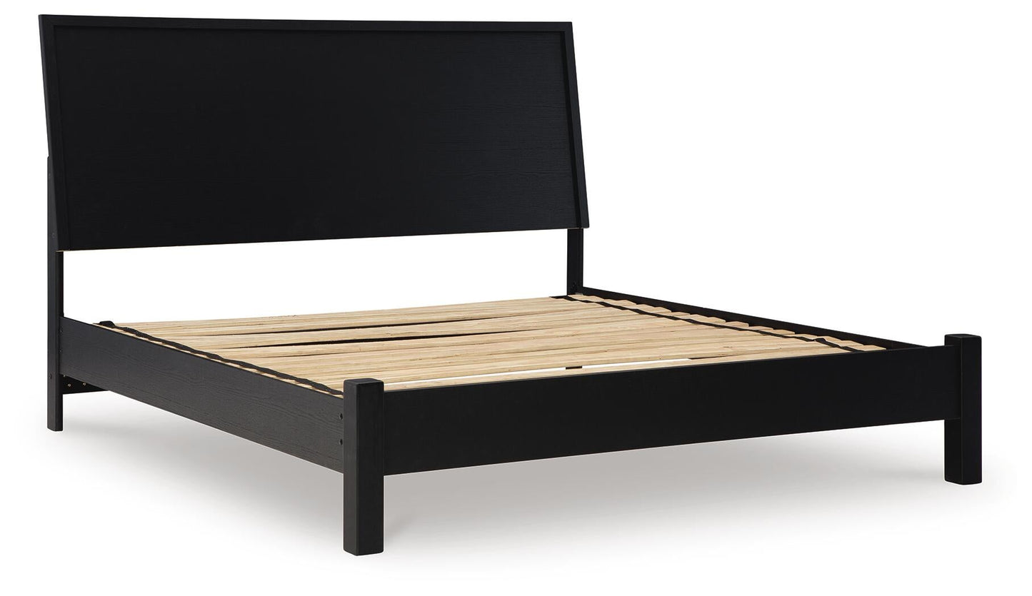 Cama con paneles, cómoda y espejo Danziar