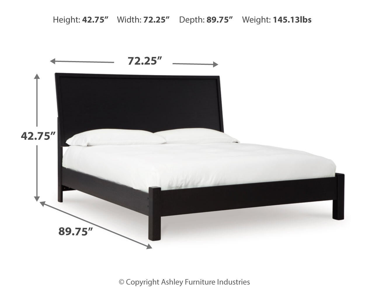 Cama con paneles, cómoda y espejo Danziar