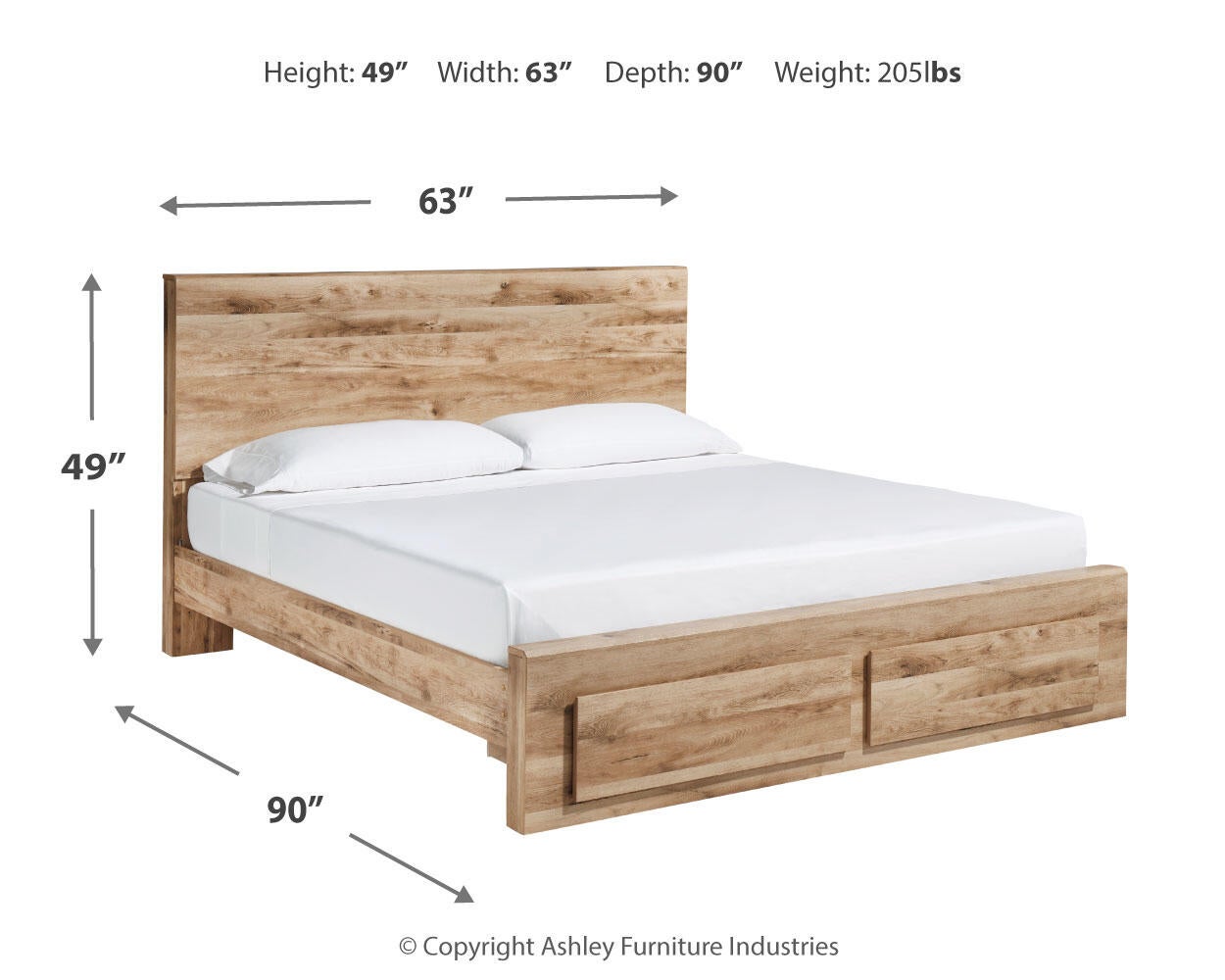 Cama Hyanna con almacenaje en el panel, cómoda y espejo