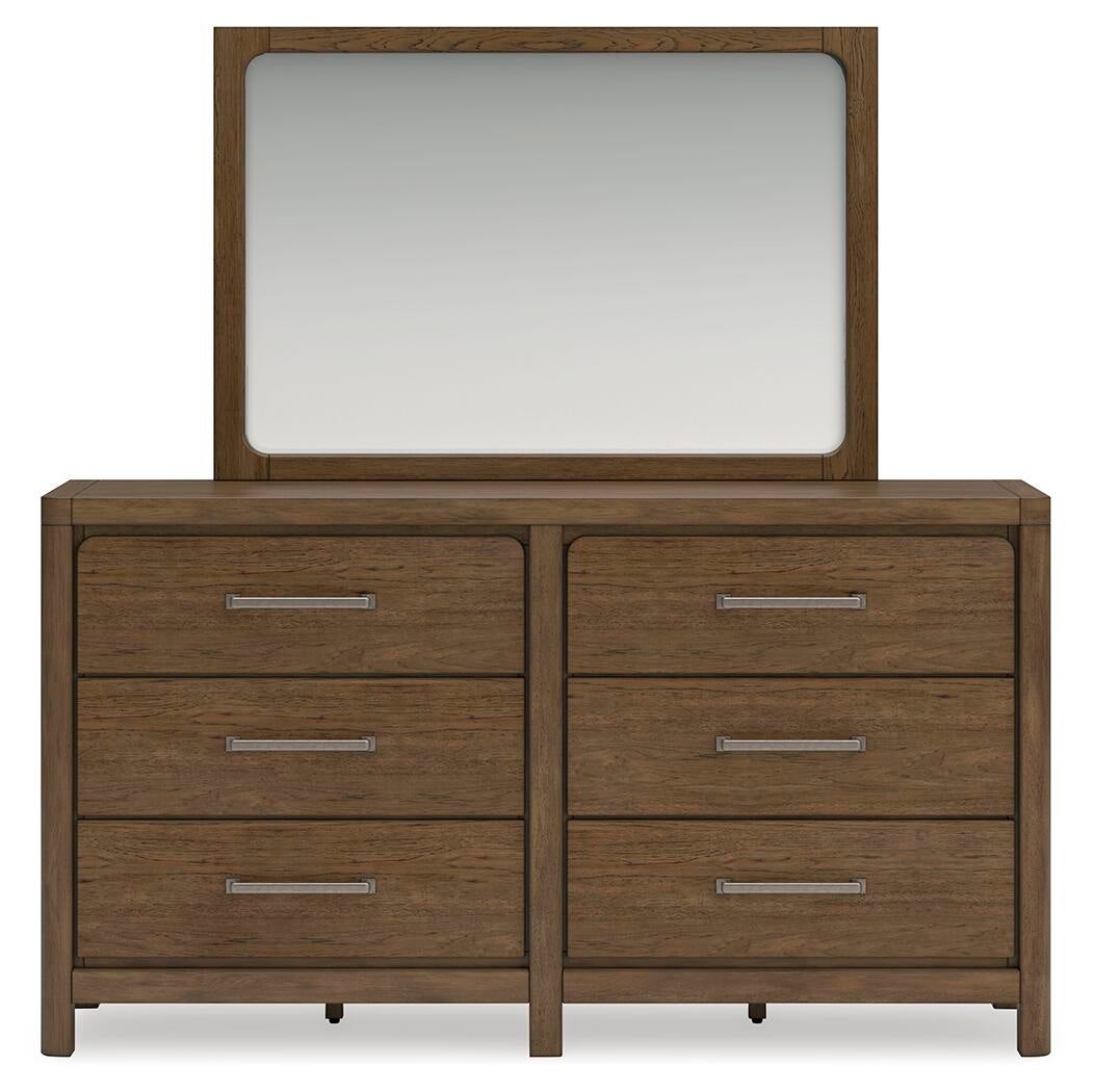 Cabalynn California  Upholstered Bed With Mirrored Dresser, Chest And Nightstand