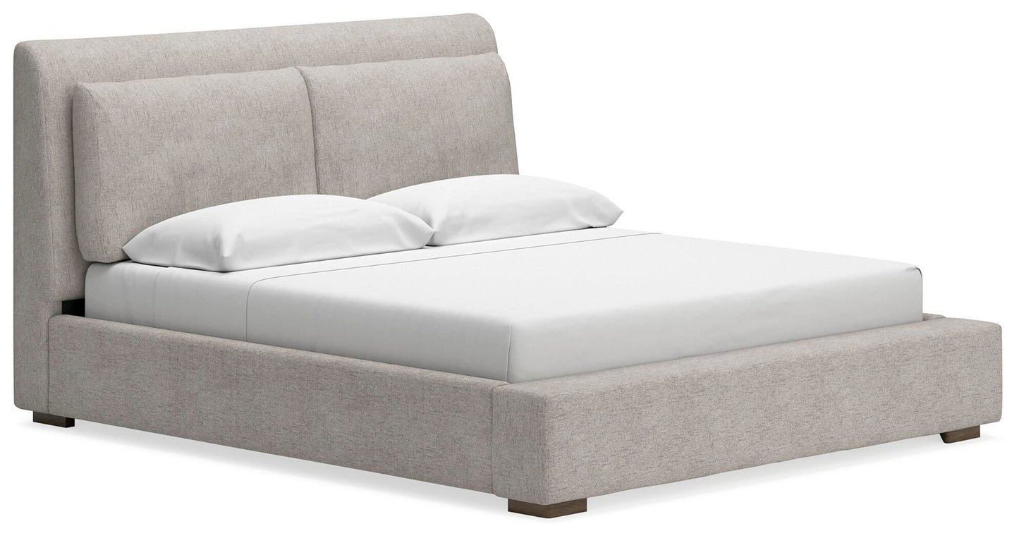 Cabalynn California  Upholstered Bed With Mirrored Dresser, Chest And Nightstand