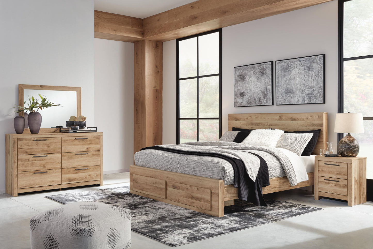 Hyanna  Panel Storage Bed, Dresser And Mirror