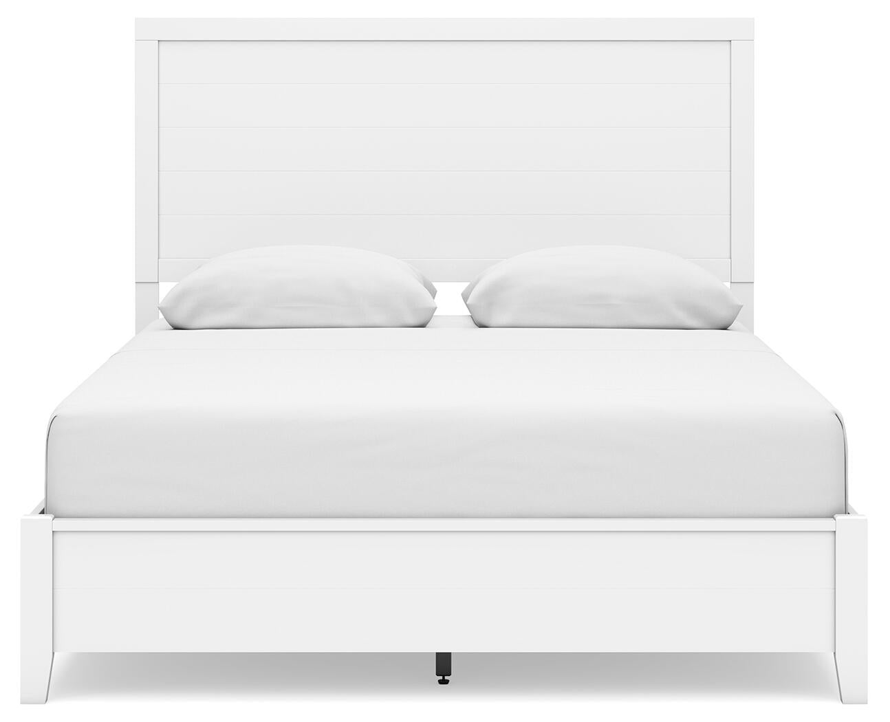 Cama con paneles, cómoda, espejo, cajonera y mesita de noche Binterglen