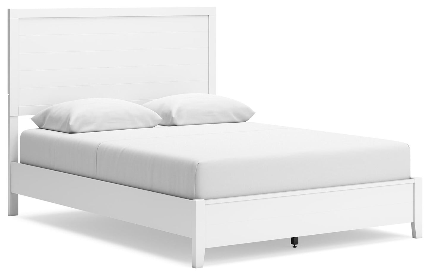 Cama con paneles, cómoda con espejo y mesita de noche Binterglen