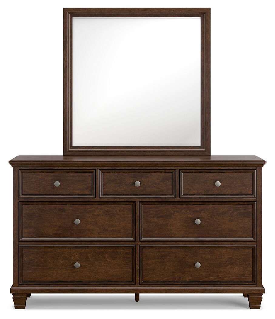 Danabrin  Panel Bed With Mirrored Dresser