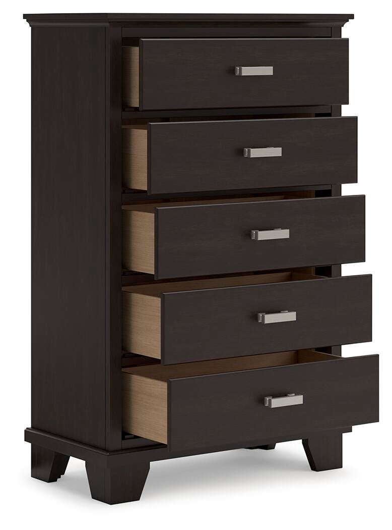 Covetown California  Panel Bed, Dresser, Mirror, Chest And Nightstand