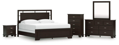 Covetown California  Panel Bed, Dresser, Mirror, Chest And Nightstand