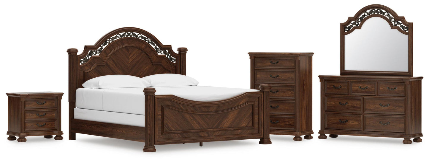 Lavinton  Poster Bed, Dresser, Mirror, Chest And Nightstand