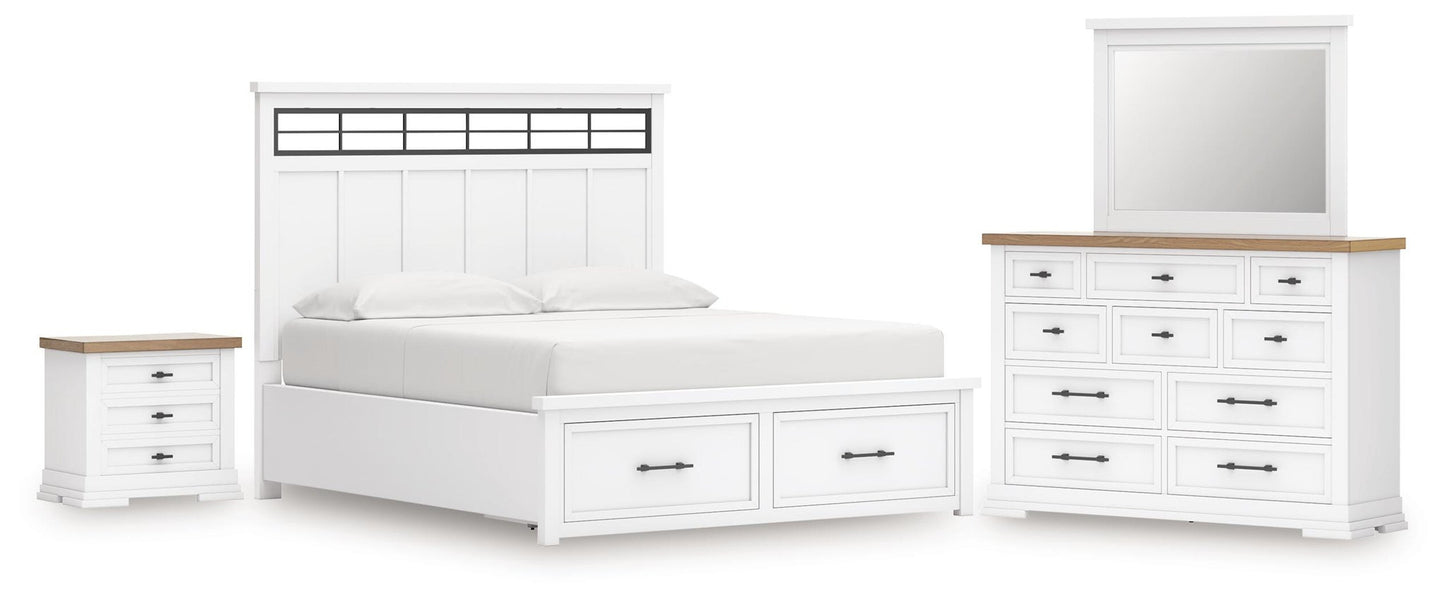 Ashbryn California  Panel Storage Bed, Dresser, Mirror And Nightstand