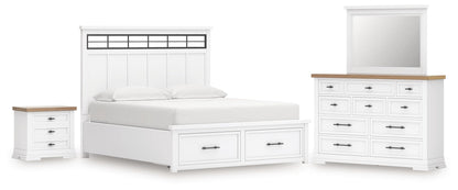 Ashbryn California  Panel Storage Bed, Dresser, Mirror And Nightstand