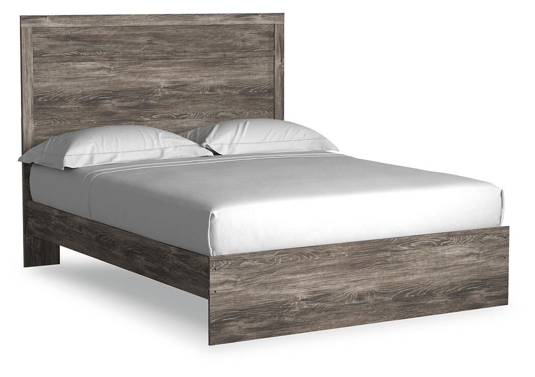 Cama con panel, tocador, espejo, cómoda y mesita de noche Ralinksi