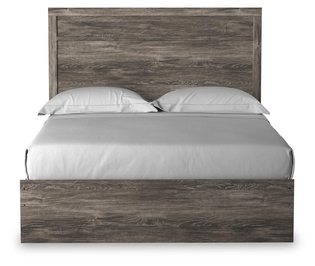 Cama con panel, tocador, espejo, cómoda y mesita de noche Ralinksi