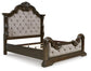 Cama tapizada Maylee con tocador con espejo